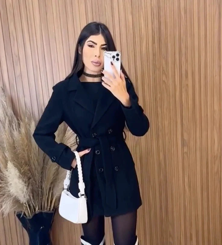 Sobretudo lã batida importada