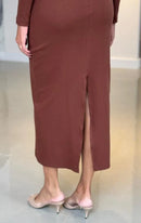 Vestido Midi Canelado com Fenda Virginia