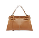 Bolsa Tote Marrom Couro Legítimo Grande Tiras Laterais