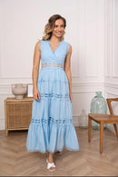 Vestido Longo em Algodão com Renda – Elegância Atemporal