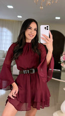 Vestido Romance Marsala  Leveza, Movimento e Sofisticação