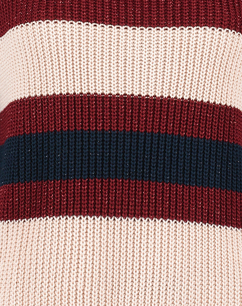 Suéter de Tricot Listrado - Bege