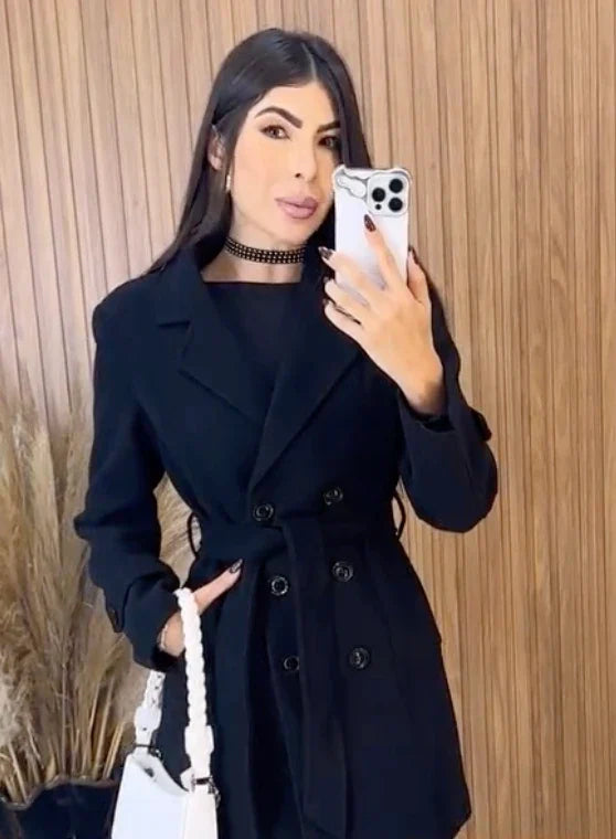 Sobretudo lã batida importada