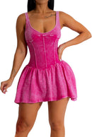 Vestido de Alças Curto com Babados