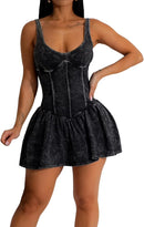 Vestido de Alças Curto com Babados