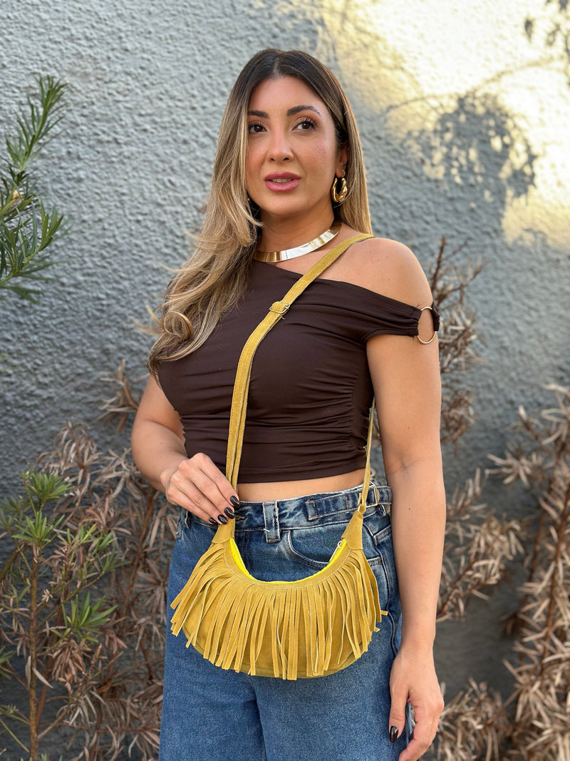 Bolsa Boho com Franjas - Modelo Compacto e Estiloso
