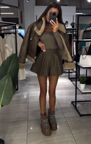 Look Inverno – Casaco Aviador + Saia Curta