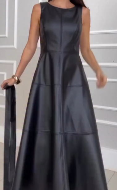 Vestido Midi Dominique Couro Eco