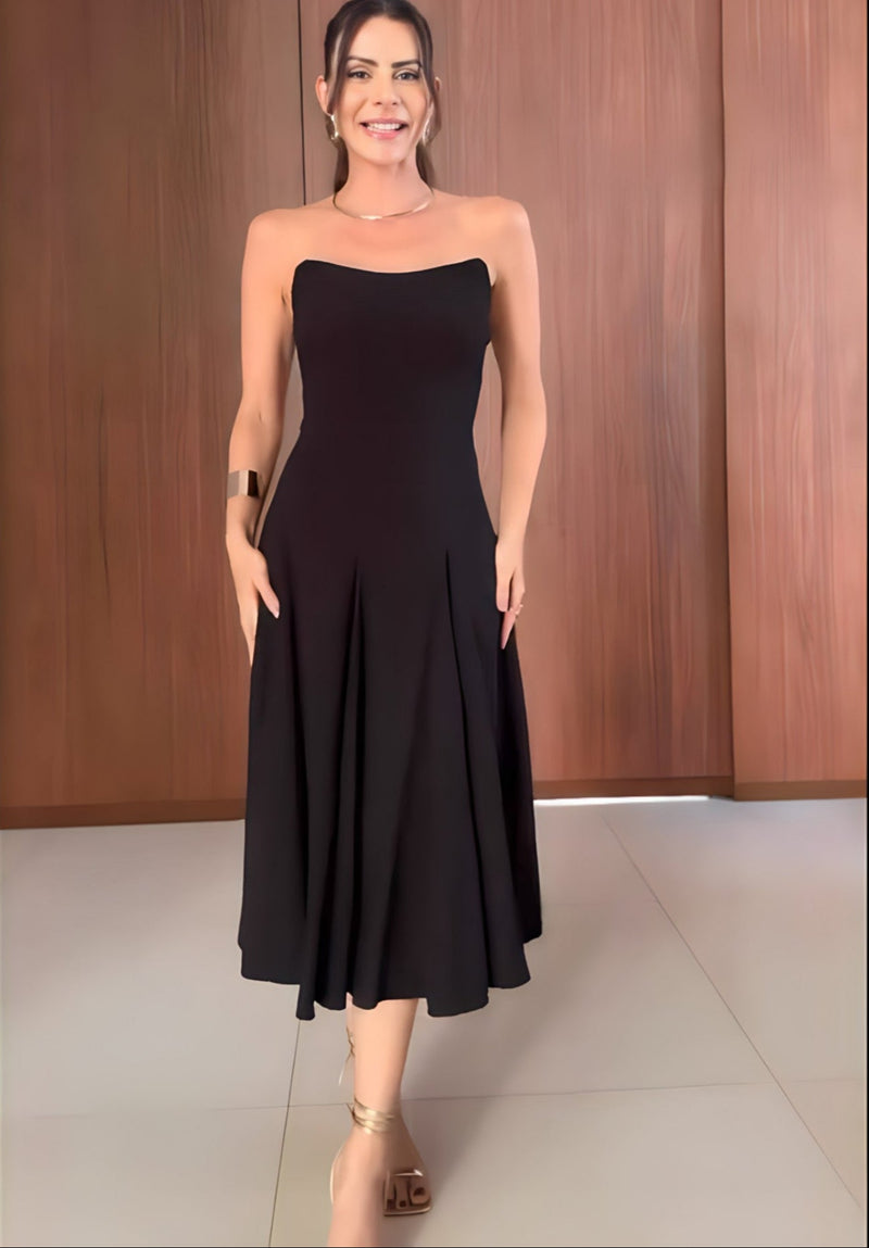 Vestido Eleganza Preto Tomara que Caia