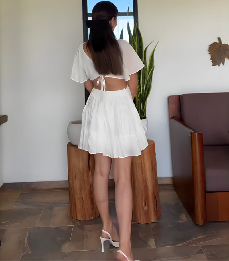 Vestido Clara – Curto em Algodão com Amarração Frontal