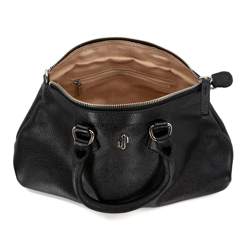 Bolsa Tote Preto Couro Legítimo Detalhe Franzido