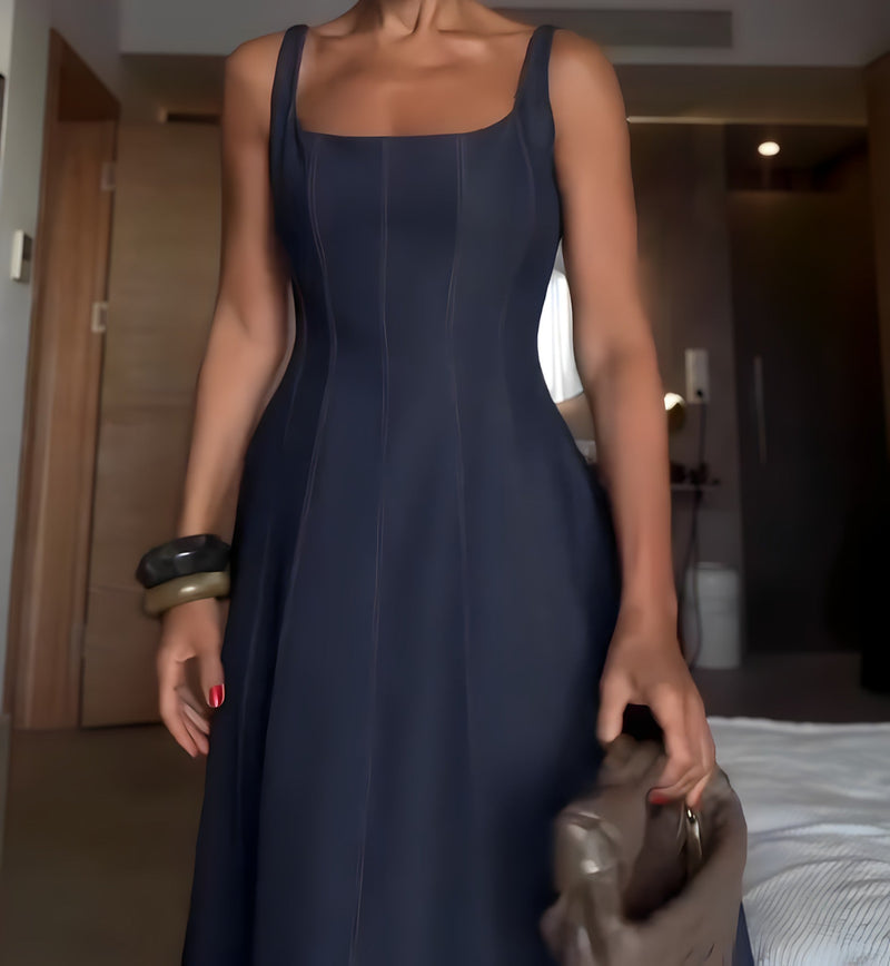 Vestido Elegância Navy – Sofisticação Atemporal