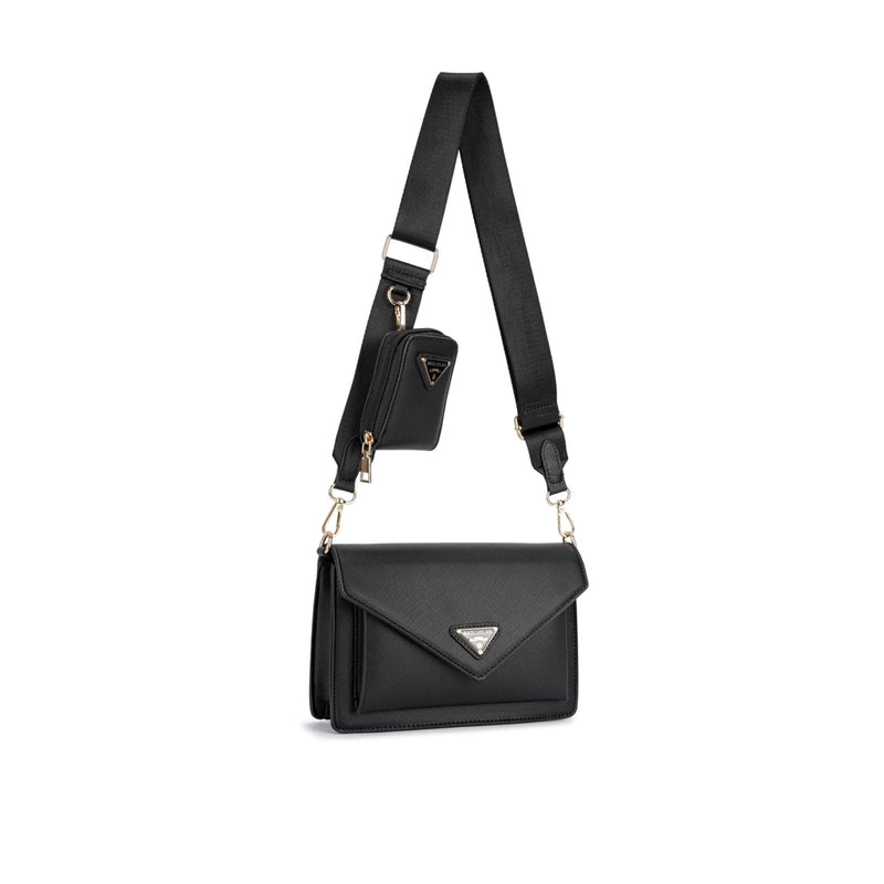 Bolsa Transversal com Alça Larga e Detalhe Metálico