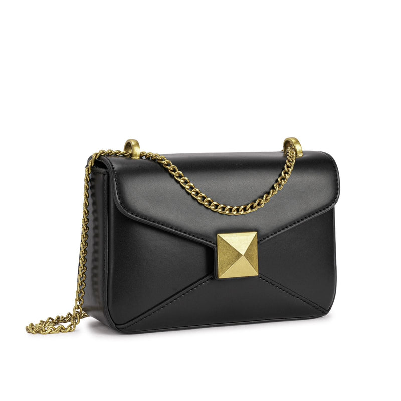 Bolsa Flap com Corrente e Detalhe Piramidal