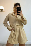 Conjunto Feminino Max Camisa e Short em Linho