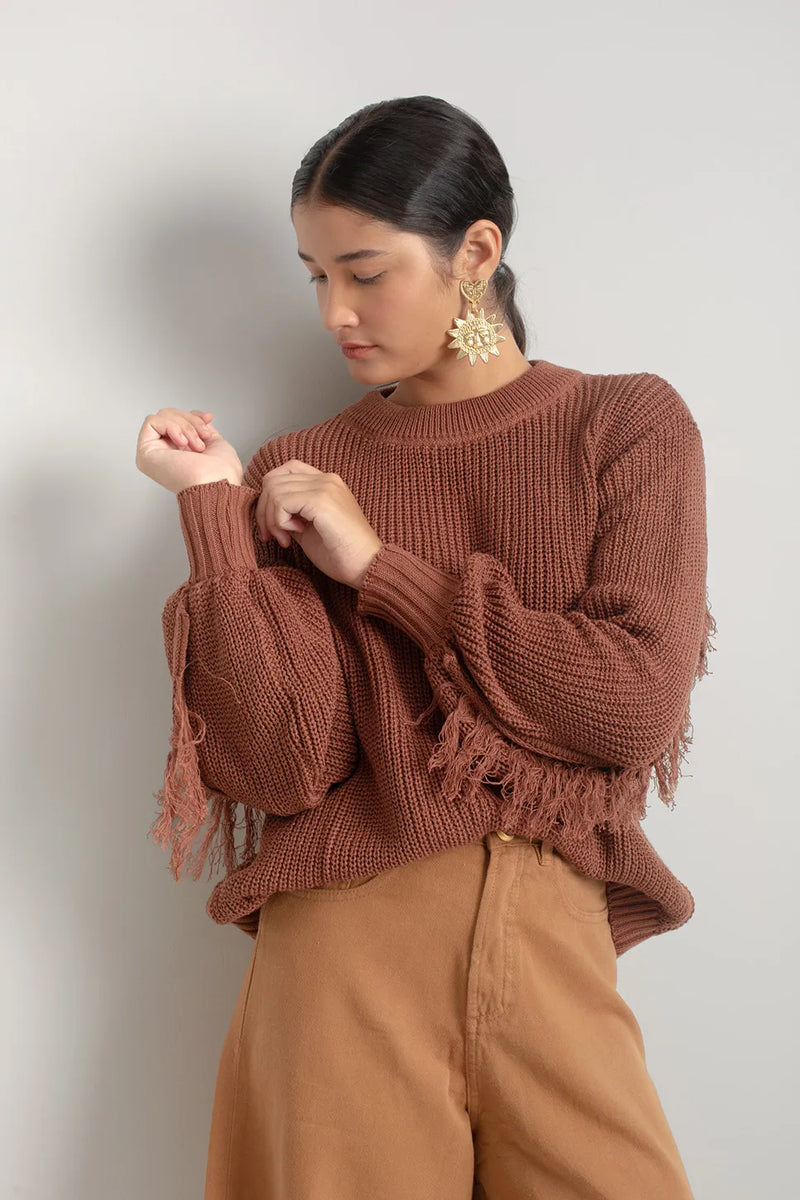 Casaco Tricot Franja Valônia Véras