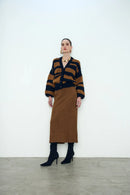 Casaco Bicolor em Tricot com Botões Frontais