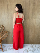 Macacão Feminino com Bojo Alça Regulável com Aberturas Vermelho