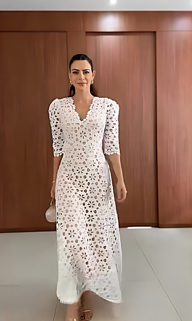 Vestido Midi Aurora em Laise Bordada