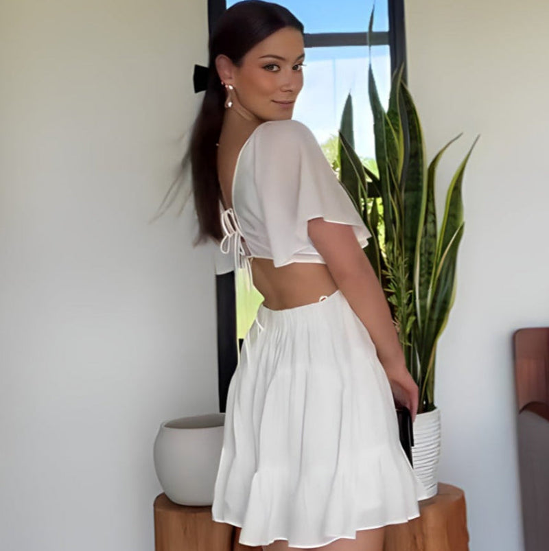 Vestido Clara – Curto em Algodão com Amarração Frontal