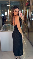Vestido Midi em Laise Preto