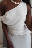 Blusa de Linho Assimétrica Ombro Único