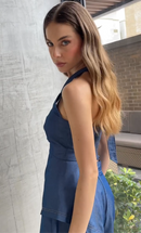 Conjunto Denim Elegance – Top + Short em Jeans Premium