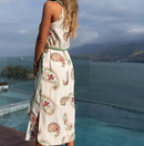 Vestido Branco Midi Estampado
