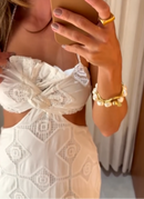 Vestido Longo Laise Branco com Recortes