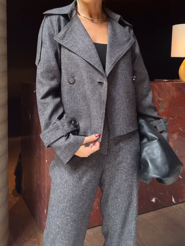 Conjunto Alfaiataria terninho Cinza