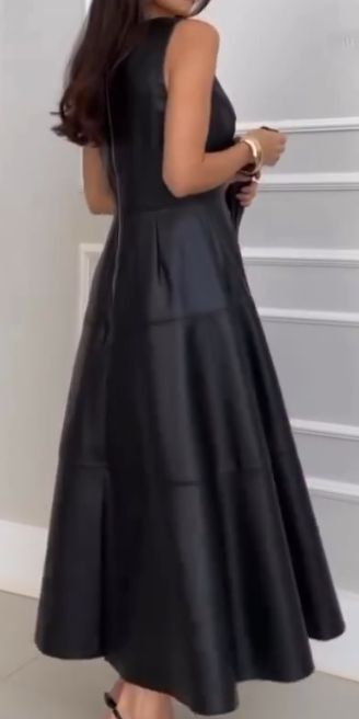 Vestido Midi Dominique Couro Eco